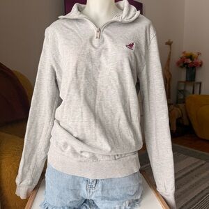 Kangol Light Gray Quarter-Zip Pullover with Small Logo